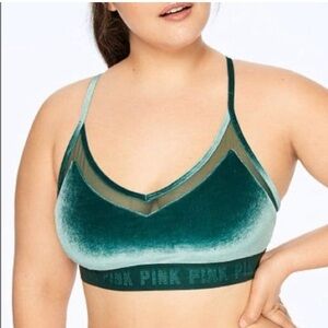 VICTORIAS SECRET PINK velvet sports bra MEDIUM T BACK GORGEOUS